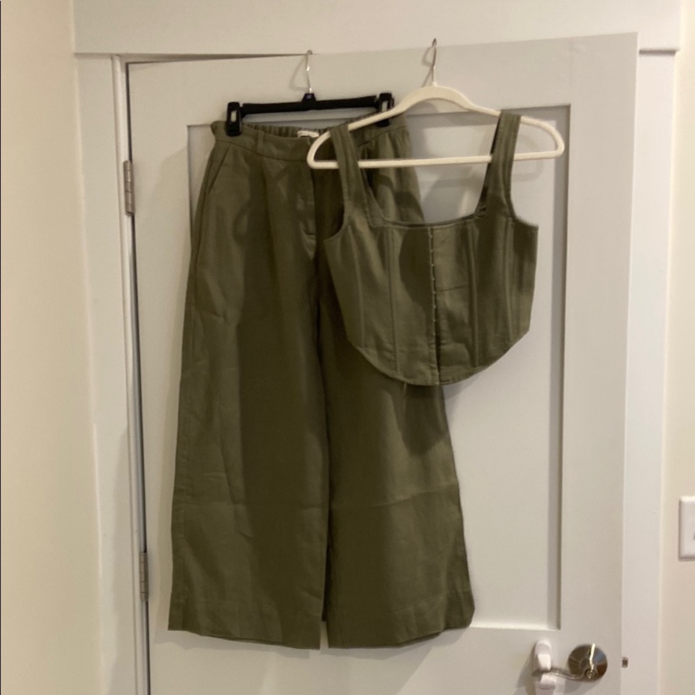 Olive Green Linen Matching set